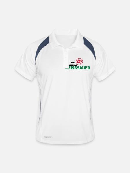 Ich sage ja zu Schorle! - Männer Polo atmungsaktiv - Weiß/Navy - Vorne