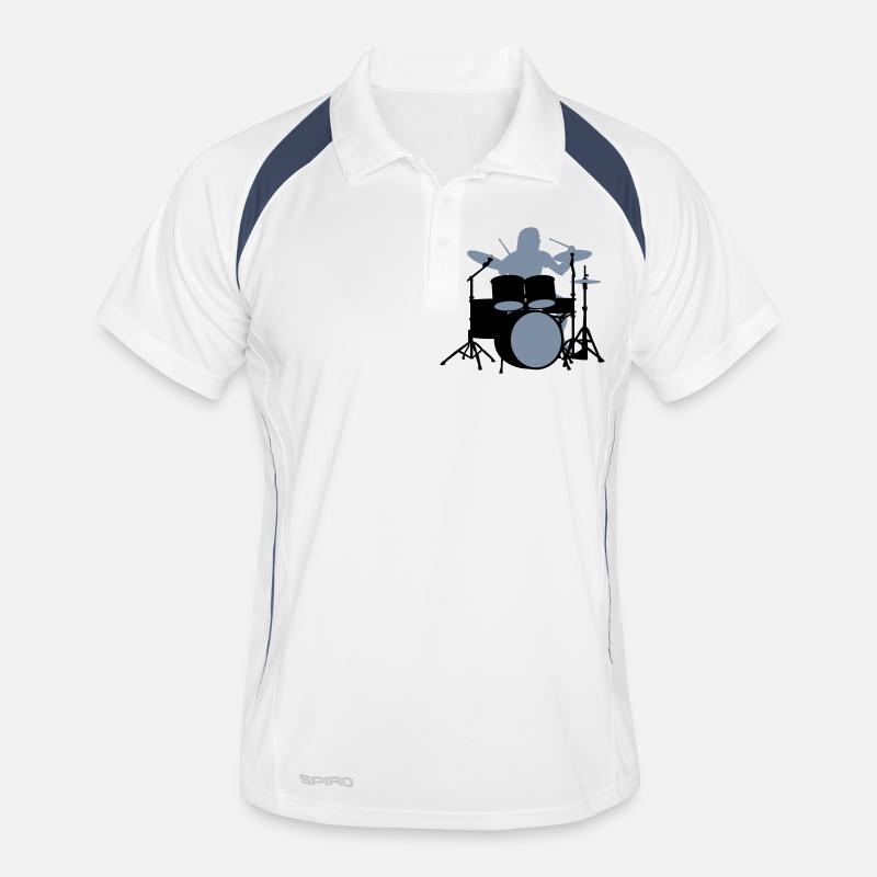 drummer_3c - Männer Polo atmungsaktiv - Weiß/Navy