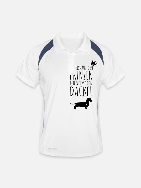 Prinz & Dackel - Männer Polo atmungsaktiv - Weiß/Navy - Vorne