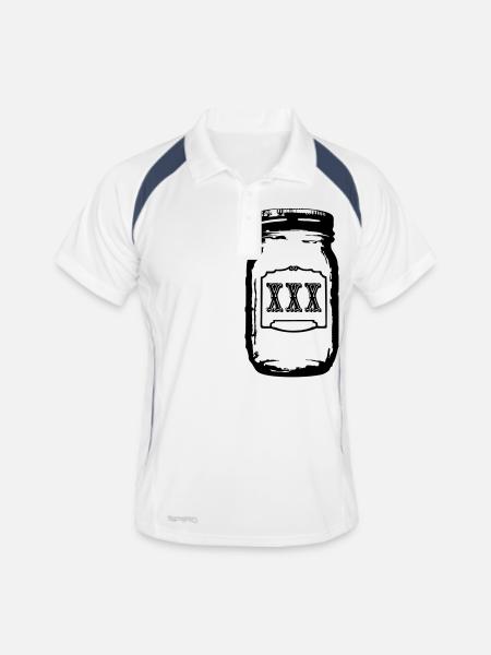 Moonshine im Glas - Männer Polo atmungsaktiv - Weiß/Navy - Vorne