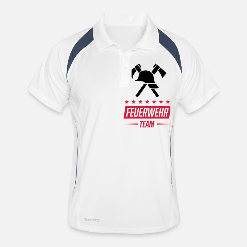 feuerwehr team - Männer Polo atmungsaktiv - Weiß/Navy