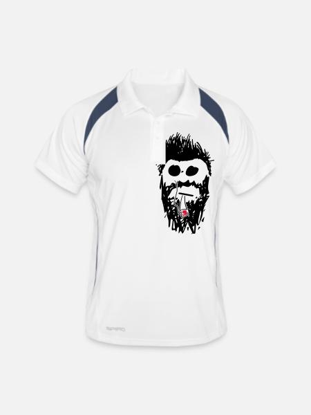 hipster_01 - Männer Polo atmungsaktiv - Weiß/Navy - Vorne