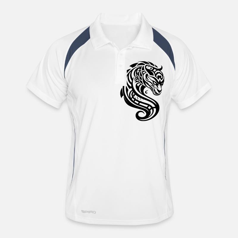 Tribal Drache - Männer Polo atmungsaktiv - Weiß/Navy