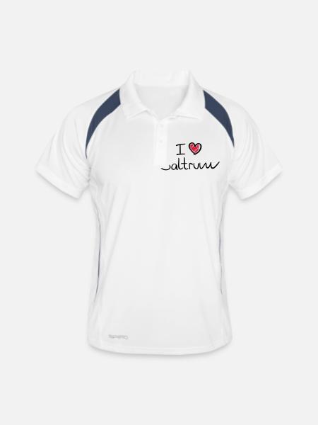 i_love_baltrum__f2 - Männer Polo atmungsaktiv - Weiß/Navy - Vorne