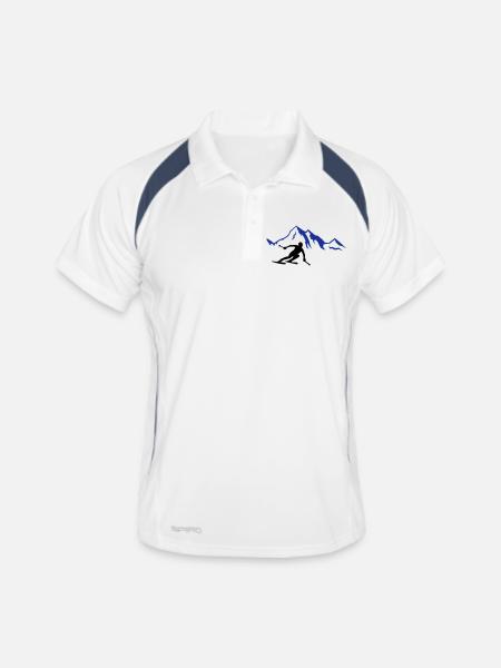 ski berge 02 - Männer Polo atmungsaktiv - Weiß/Navy - Vorne