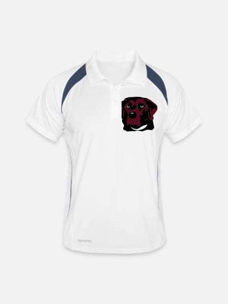 Labrador braun, blond oder schwarz - Männer Polo atmungsaktiv - Weiß/Navy - Vorne