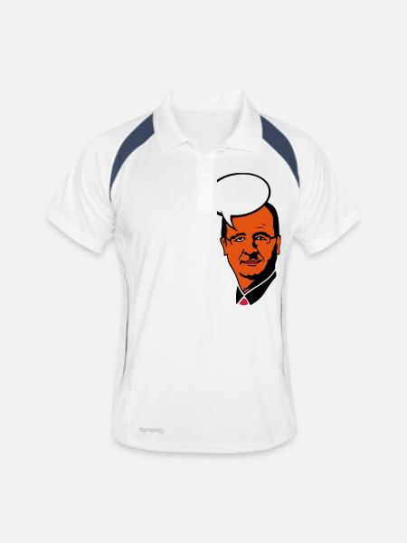francois hollande president bulle leader - Polo respirant Homme - blanc/marine - Devant