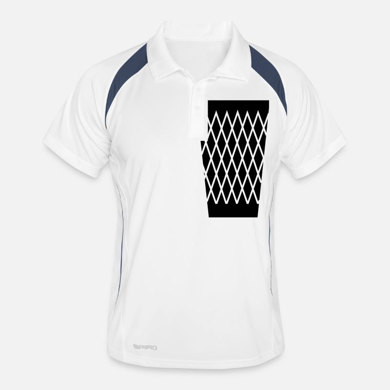 Geripptes - Schoppe Glas - Männer Polo atmungsaktiv - Weiß/Navy