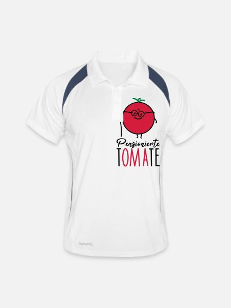 Pensionierte Oma - Männer Polo atmungsaktiv - Weiß/Navy - Vorne