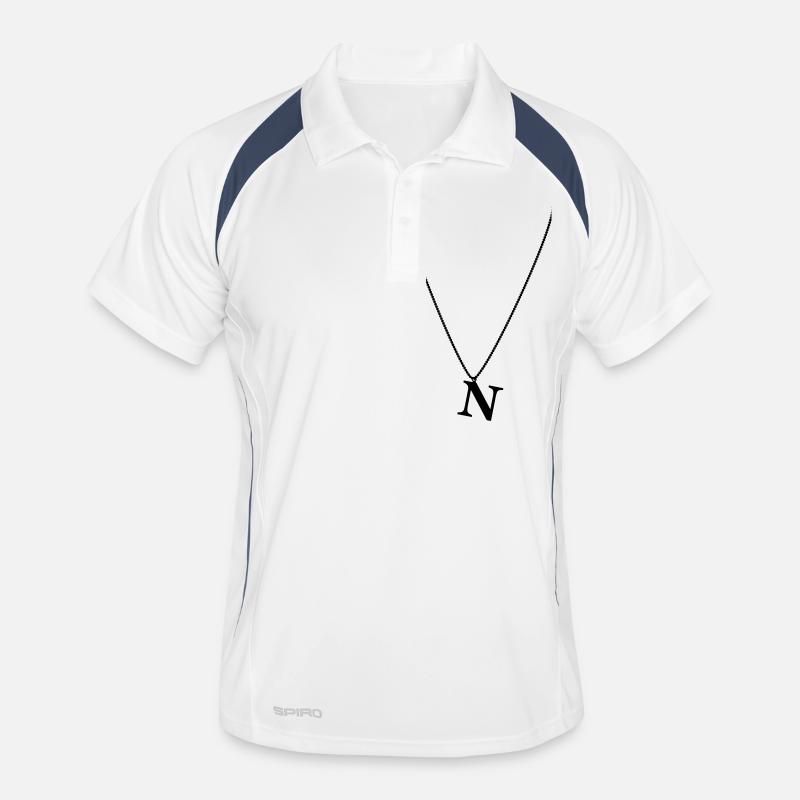 Halskette N - Männer Polo atmungsaktiv - Weiß/Navy