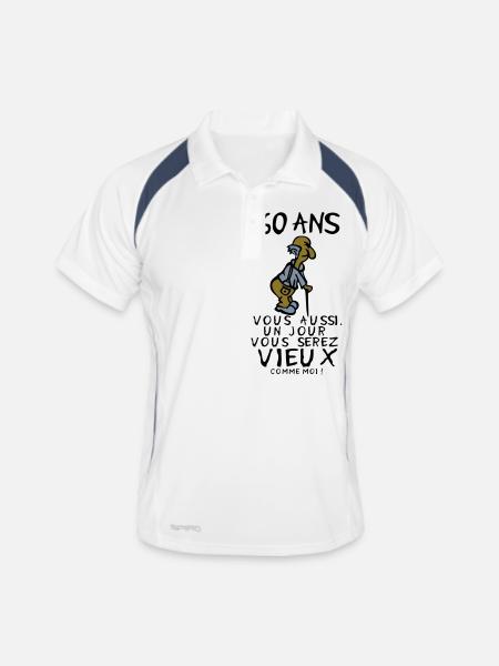 60 Jahre alten Mann Geburtstag humou - Männer Polo atmungsaktiv - Weiß/Navy - Vorne