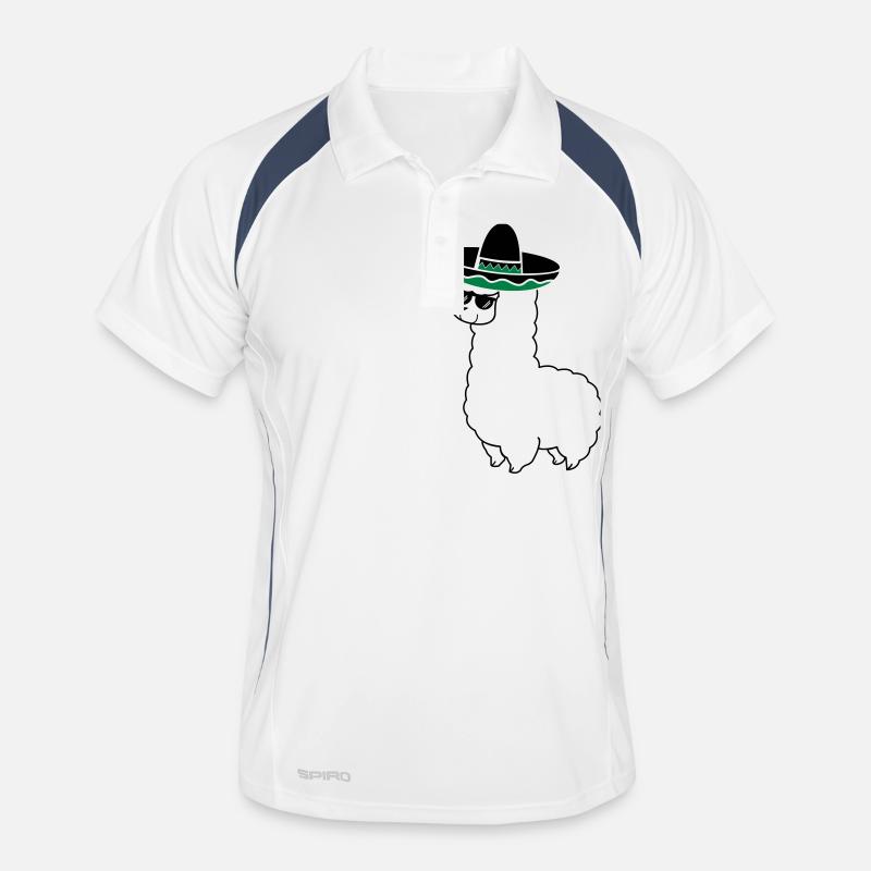 lama_mexico_2 - Männer Polo atmungsaktiv - Weiß/Navy