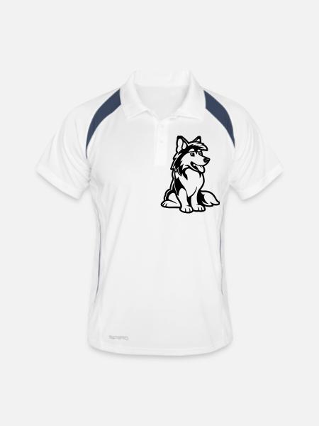 dog comic - Männer Polo atmungsaktiv - Weiß/Navy - Vorne