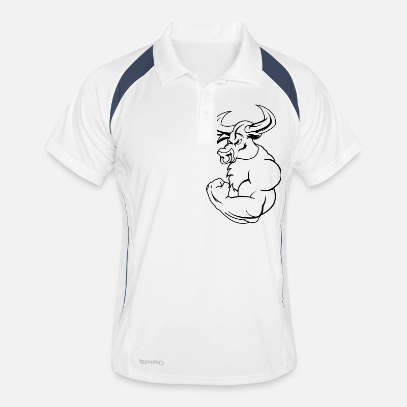 strong_taurus_01 - Männer Polo atmungsaktiv - Weiß/Navy