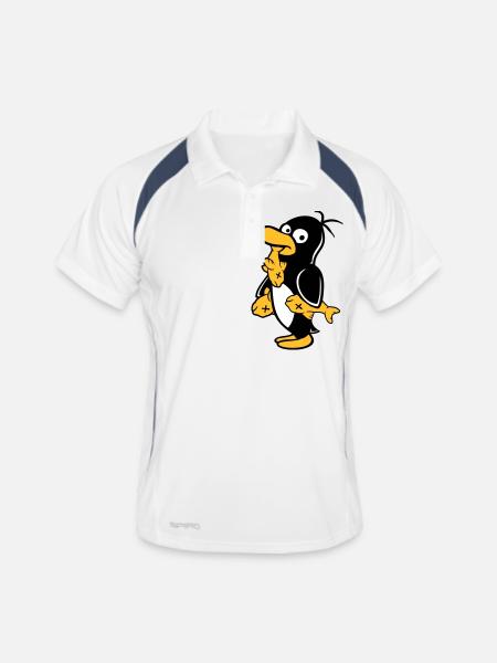 Penguin Eats Three Fish Caught Hunger Delicious - Men's Polo breathable - white/navy - Front