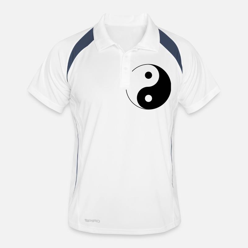 jin jang - Männer Polo atmungsaktiv - Weiß/Navy