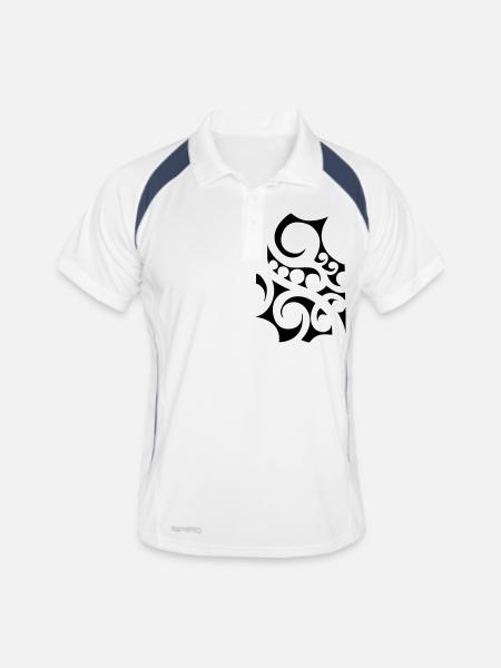 Maori Tribal 04 - Männer Polo atmungsaktiv - Weiß/Navy - Vorne
