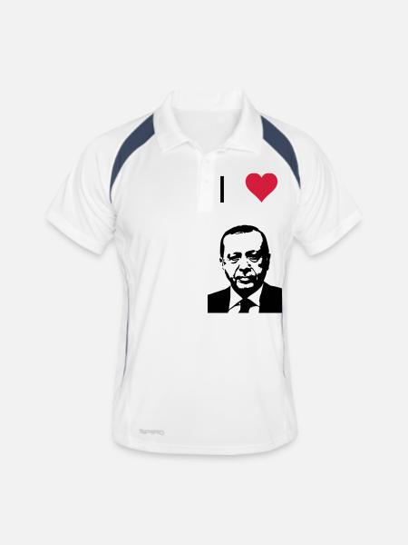 Recep Tayyip Erdoğan - Männer Polo atmungsaktiv - Weiß/Navy - Vorne