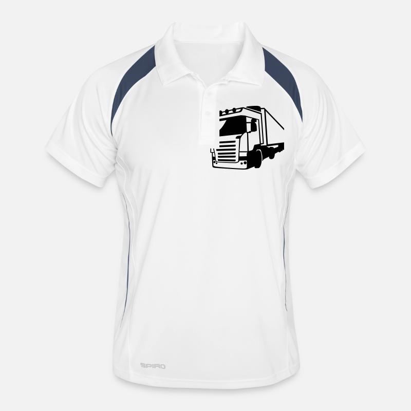 LKW - Männer Polo atmungsaktiv - Weiß/Navy