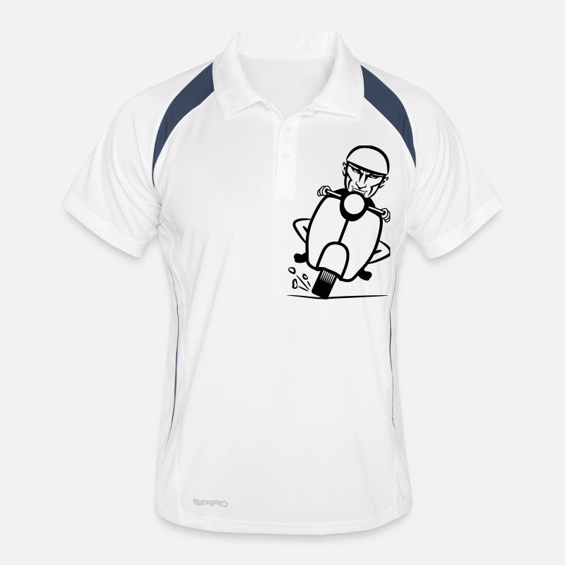 motorroller rasen witzig - Männer Polo atmungsaktiv - Weiß/Navy