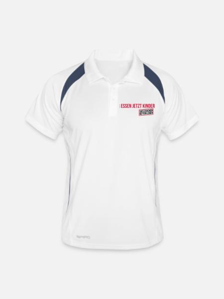 Wir essen jetzt Kinder - Männer Polo atmungsaktiv - Weiß/Navy - Vorne