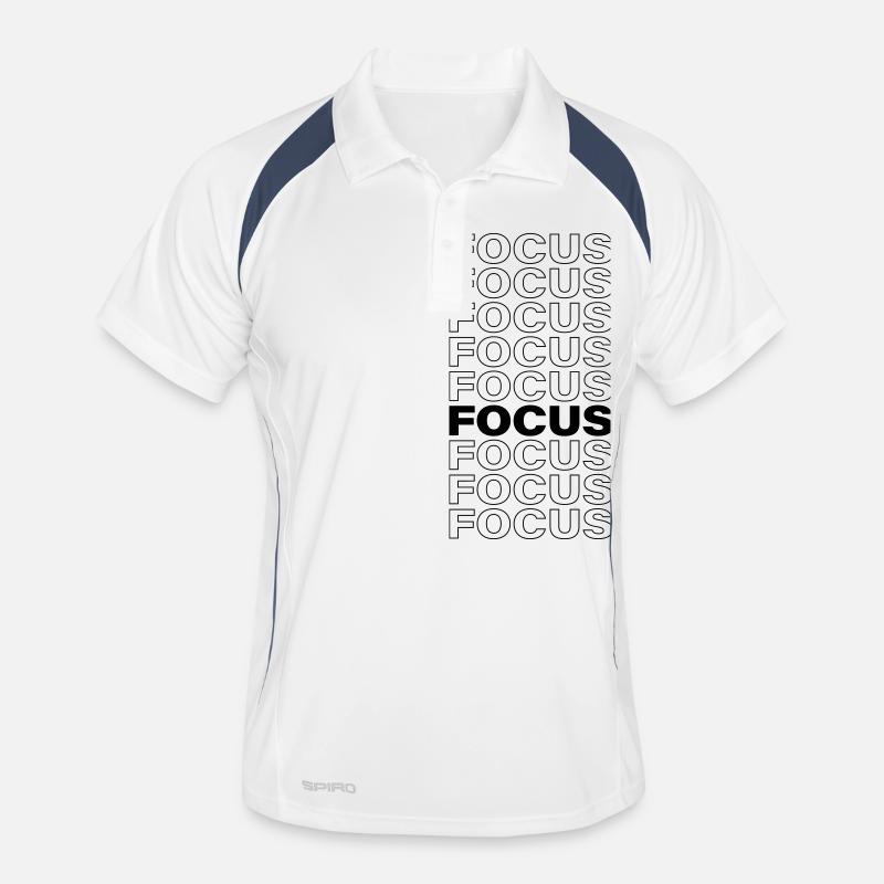 Focus - Männer Polo atmungsaktiv - Weiß/Navy