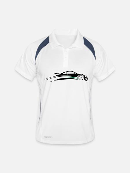 Réglage de voiture Icône de voiture de sport - Polo respirant Homme - blanc/marine - Devant