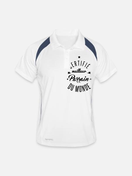 meilleur parrain - Polo respirant Homme - blanc/marine - Devant