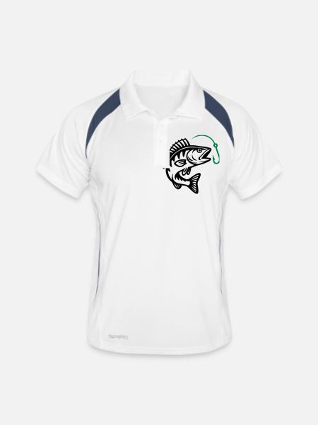 Pêche au brochet - Polo respirant Homme - blanc/marine - Devant