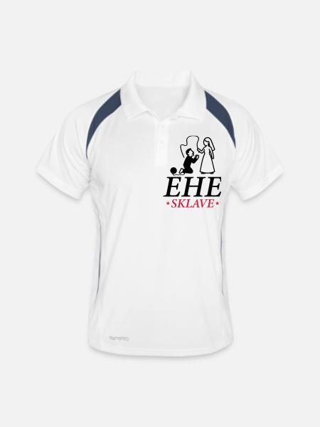 Ehesklave Hochzeit Brautpaar - Männer Polo atmungsaktiv - Weiß/Navy - Vorne
