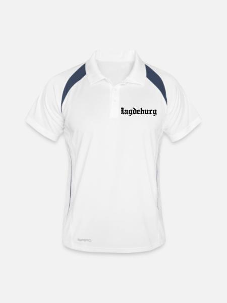 Magdeburg - Männer Polo atmungsaktiv - Weiß/Navy - Vorne