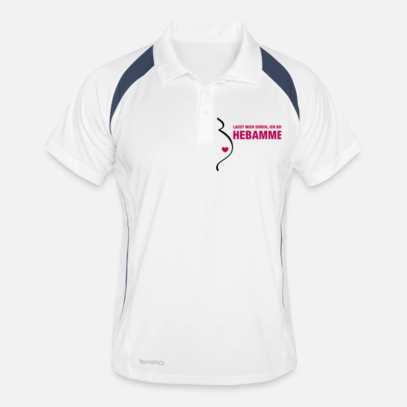 Hebamme - Männer Polo atmungsaktiv - Weiß/Navy