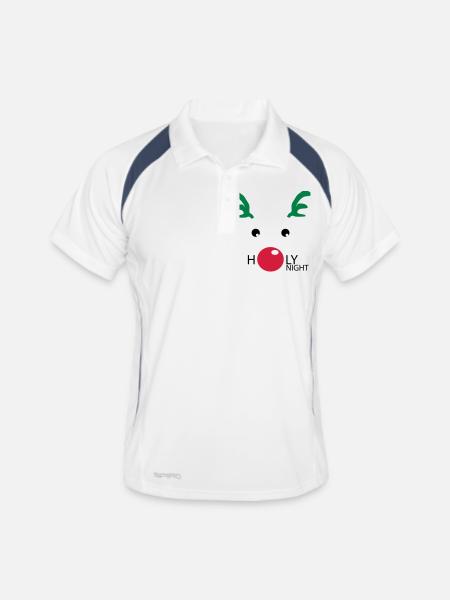 Holy Rudolph - Männer Polo atmungsaktiv - Weiß/Navy - Vorne