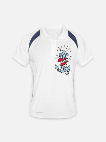 Glaube Liebe Hoffnung tall colored - Männer Polo atmungsaktiv - Weiß/Navy - Vorne