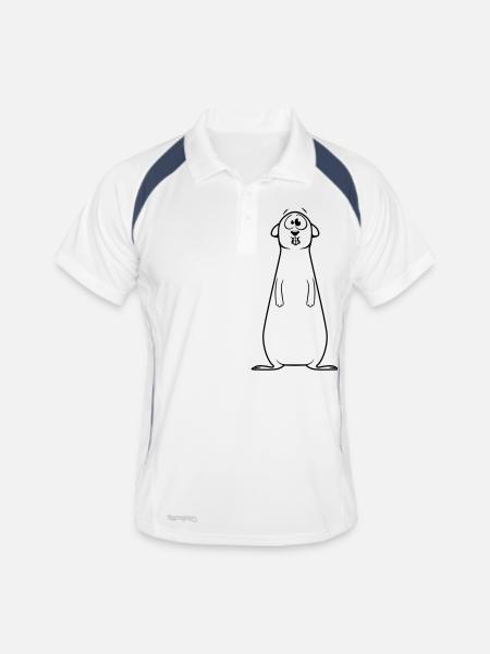 Erdmännchen witzig doof - Männer Polo atmungsaktiv - Weiß/Navy - Vorne