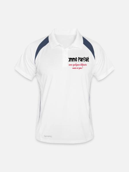 Homme parfait - Männer Polo atmungsaktiv - Weiß/Navy - Vorne