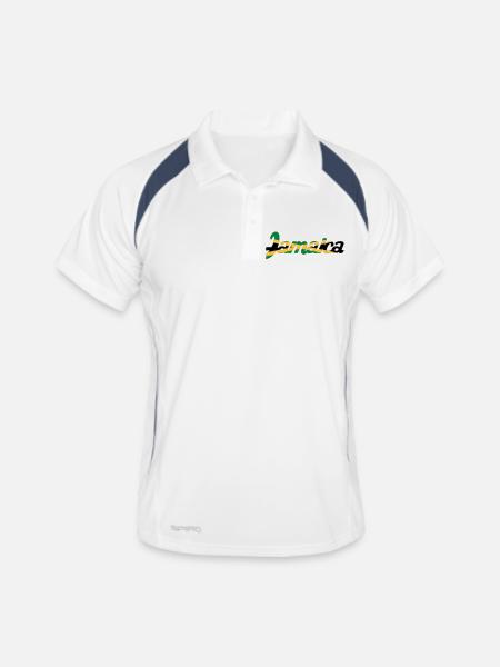 Jamaica - Männer Polo atmungsaktiv - Weiß/Navy - Vorne