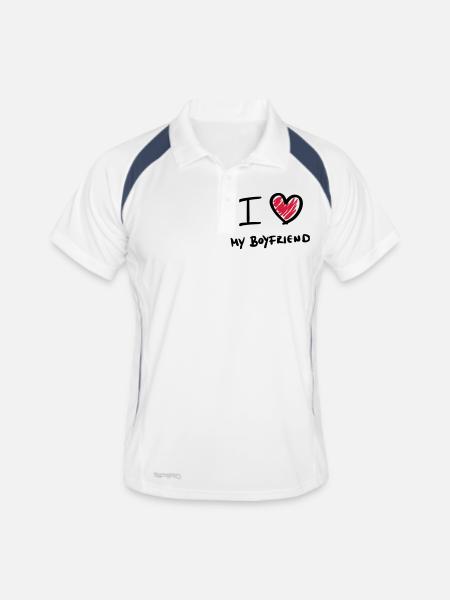 i_love_my_boyfriend_f2 - Men's Polo breathable - white/navy - Front