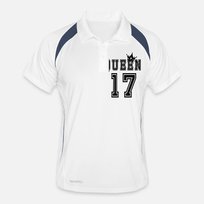queen 17 - Männer Polo atmungsaktiv - Weiß/Navy