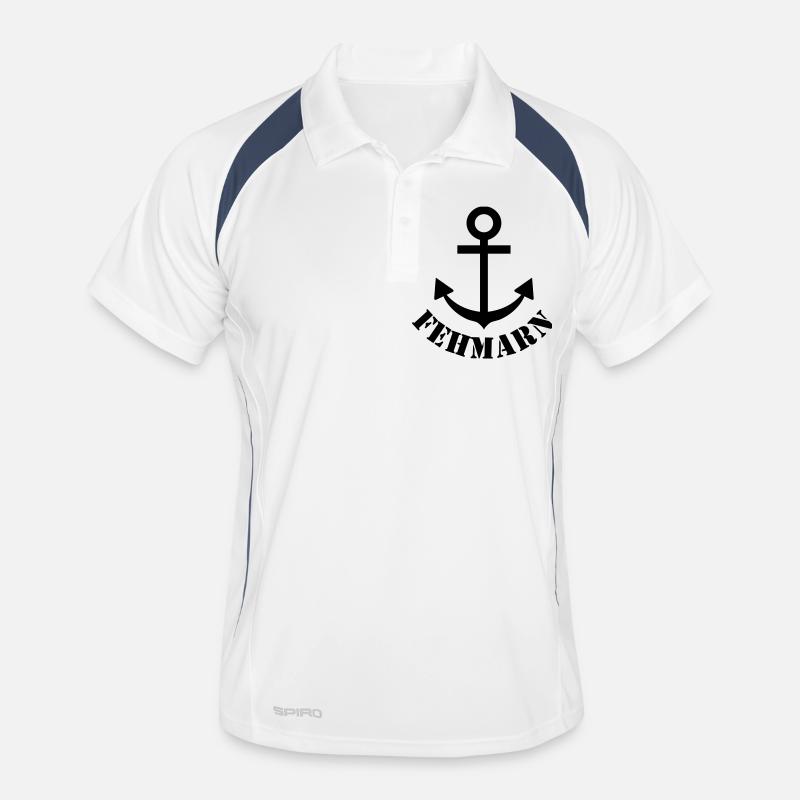 fehmarn - Männer Polo atmungsaktiv - Weiß/Navy