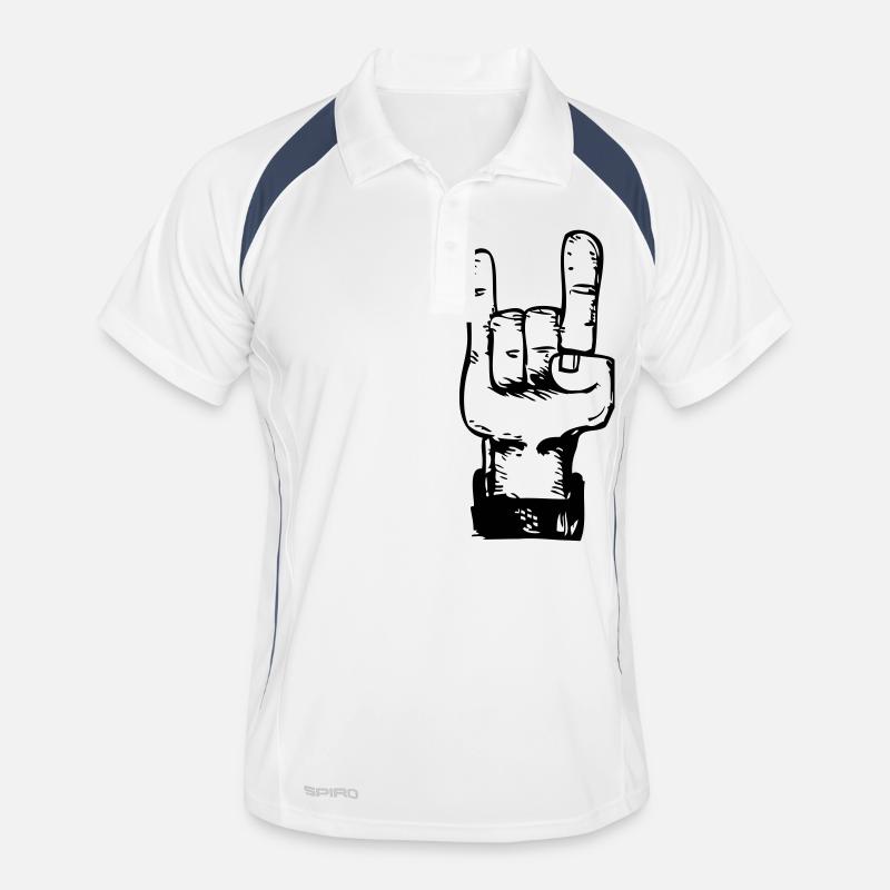 Rock and roll hand de - Männer Polo atmungsaktiv - Weiß/Navy