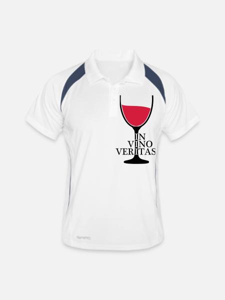 IN VINO VERITAS wine glass 2c - Men's Polo breathable - white/navy - Front