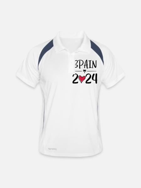 Spain heart 2024 - Männer Polo atmungsaktiv - Weiß/Navy - Vorne