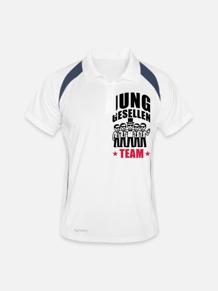Junggesellen Team Jga - Männer Polo atmungsaktiv - Weiß/Navy - Vorne
