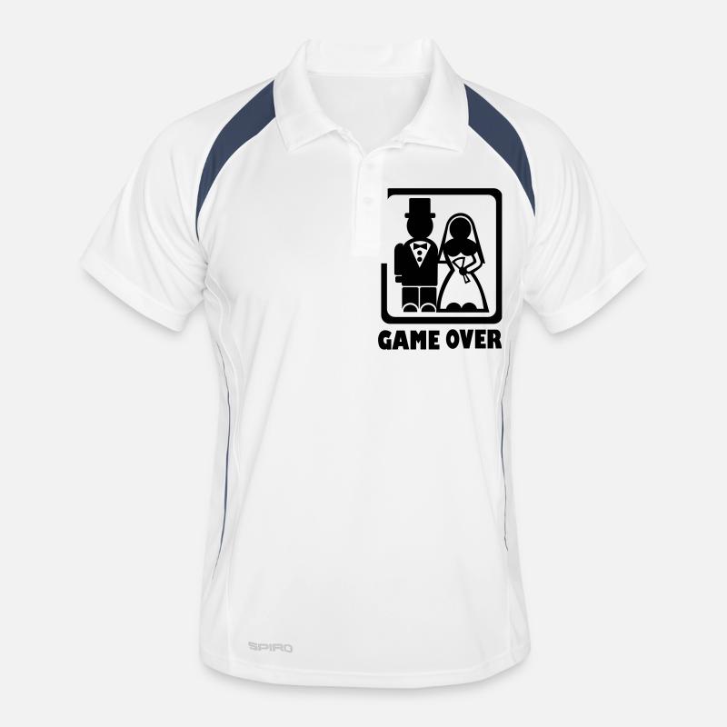 Game over - Männer Polo atmungsaktiv - Weiß/Navy