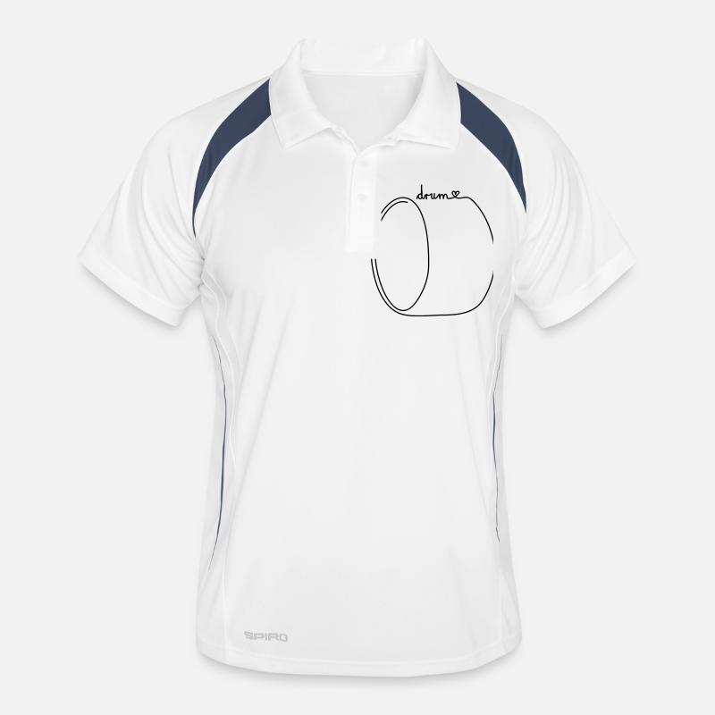 one line drum - Männer Polo atmungsaktiv - Weiß/Navy