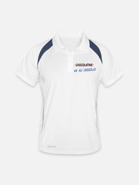 Pain au chocolat - Polo respirant Homme - blanc/marine - Devant