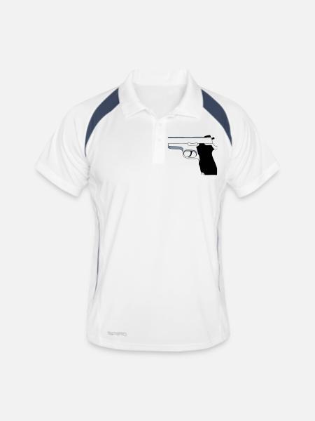 Pistole - Männer Polo atmungsaktiv - Weiß/Navy - Vorne