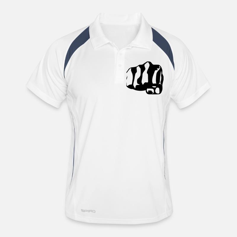 Fist - Männer Polo atmungsaktiv - Weiß/Navy
