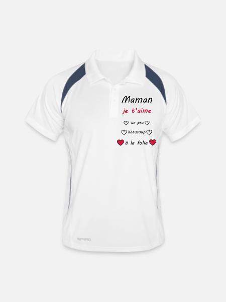 bonne fête maman je t'aime - Polo respirant Homme - blanc/marine - Devant